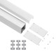 GloboStar® 70831-3M BABYLON Linear Γραμμικό Αρχιτεκτονικό Προφίλ Αλουμινίου Λευκό με Λευκό Οπάλ Κάλυμμα για 2 Σειρές Ταινίας LED Πατητό - Press On 3 Μέτρα