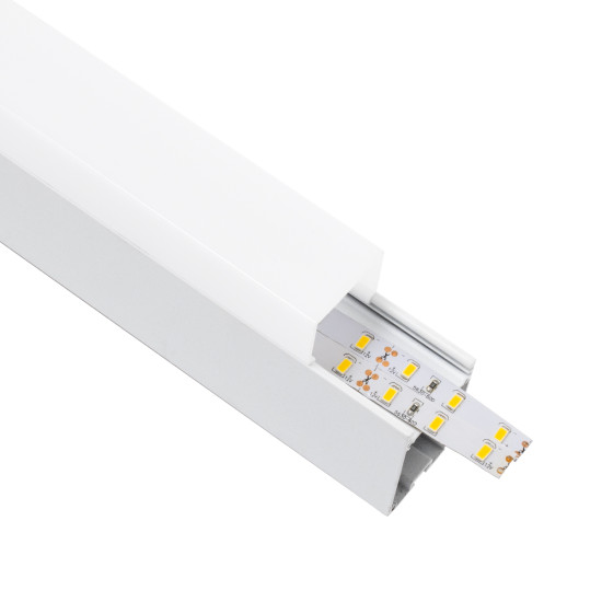 GloboStar® 70831-3M BABYLON Linear Γραμμικό Αρχιτεκτονικό Προφίλ Αλουμινίου Λευκό με Λευκό Οπάλ Κάλυμμα για 2 Σειρές Ταινίας LED Πατητό - Press On 3 Μέτρα