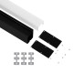 GloboStar® 70832-3M BABYLON Linear Γραμμικό Αρχιτεκτονικό Προφίλ Αλουμινίου Μαύρο με Λευκό Οπάλ Κάλυμμα για 2 Σειρές Ταινίας LED Πατητό - Press On 3 Μέτρα