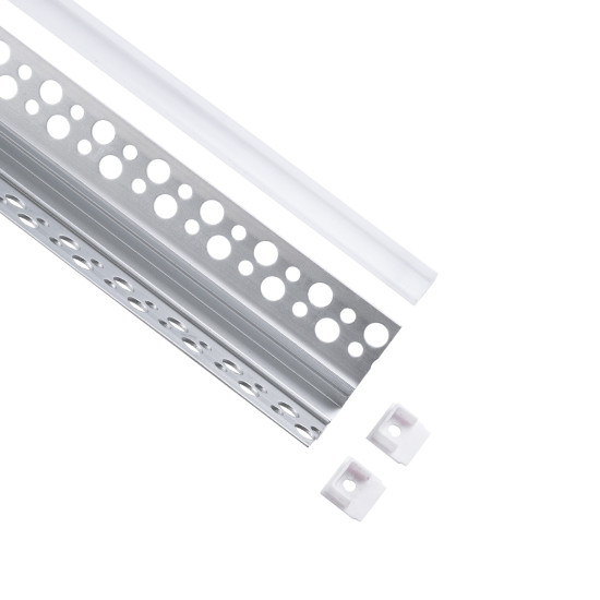 GloboStar® 70836-3M Χωνευτό Γωνιακό για Γυψοσανίδα - Trimless Προφίλ Αλουμινίου Ανοδιωμένο με Λευκό Οπάλ Κάλυμμα για 1 Σειρά Ταινίας LED Πατητό - Press On Πακέτο 5 Τεμάχια των 3 Μέτρων
