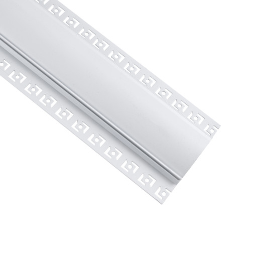 GloboStar® 70840-3M Χωνευτό για Γυψοσανίδα - Trimless Προφίλ Αλουμινίου Δημιουργίας Κρυφού Φωτισμού Λευκό με Λευκό Οπάλ Κάλυμμα για 1 Σειρά Ταινίας LED Πατητό - Press On Πακέτο 5 Τεμάχια των 3 Μέτρων