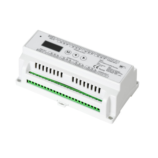 GloboStar® 71450 D24 SKYDANCE DC DMX & RDM Dimmer Din Rail Ράγας High Speed Controller / Decoder 24 Καναλιών AC 12-24V 24 x 3A 72W - Max 72.5A 1740W - IP20 Μ16 x Π9 x Υ6cm - 5 Years Warranty