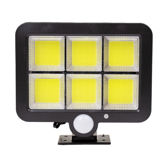 GloboStar® 71463 Αυτόνομος Ηλιακός Προβολέας LED 120 6 x COB 35W 1800lm με Ενσωματωμένη Μπαταρία 2400mAh - Φωτοβολταϊκό Πάνελ με Αισθητήρα Ημέρας-Νύχτας - PIR Αισθητήρα Κίνησης Αδιάβροχο IP65 Ψυχρό Λευκό 6000K