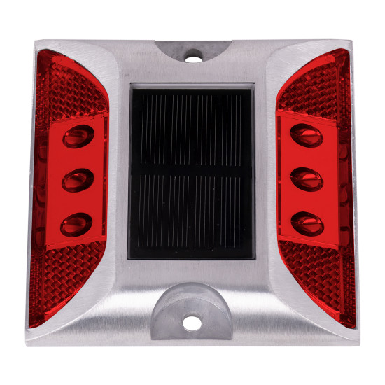 GloboStar® 71478 Αυτόνομος Ηλιακός Ανακλαστήρας Οδοστρώματος Strobe LED με Φωτοβολταϊκό Πάνελ & Μπαταρία Ni-MH 600mAh Αδιάβροχος IP68 Κόκκινο 625nm Ορατότητας 500m - Max Pass Load 20 Τόνους