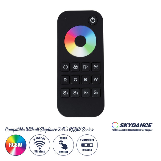 GloboStar® 71548 RT4 SKYDANCE Ασύρματο Χειριστήριο Αφής RF 2.4Ghz 1 Group για όλα τα RGB/RGBW SKYDANCE Controller DC 3V 2 x AAA - IP20 Μαύρο Μ12.2 x Π5.3 x Υ1.7cm - 5 Years Warranty