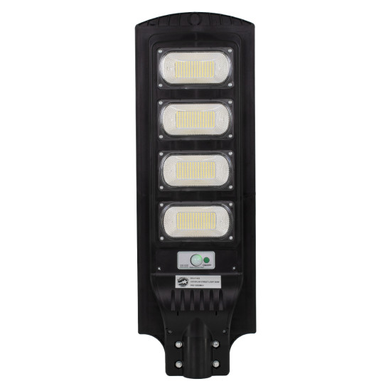 GloboStar® 71553 Αυτόνομο Ηλιακό Φωτιστικό Δρόμου Street Light LED SMD 200W 16000lm με Ενσωματωμένη Μπαταρία Li-ion 12000mAh - Φωτοβολταϊκό Πάνελ με Αισθητήρα Ημέρας-Νύχτας PIR Αισθητήρα Κίνησης Αδιάβροχο IP65 Ψυχρό Λευκό 6000K