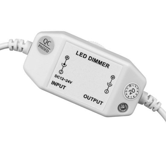 GloboStar® 73305 LED Dimmer με Ροοστάτη & Διακόπτη On/Off Λευκό DC 12-24V Max 120W