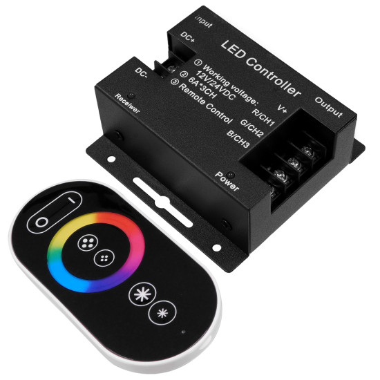 GloboStar® 73406 Ασύρματος LED RGB Controller με Χειριστήριο Αφής 2.4G RF 12v (216w) - 24v (432w) DC