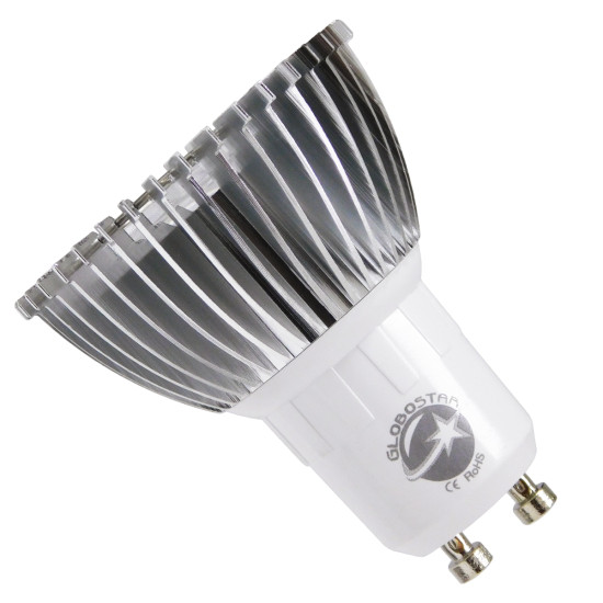 GloboStar® 76040 Σποτ LED GU10 MR16 3W 300lm 45° AC 220-240V IP20 Φ5 x Υ5.5cm Ψυχρό Λευκό 6000K Dimmable - 3 Χρόνια Εγγύηση