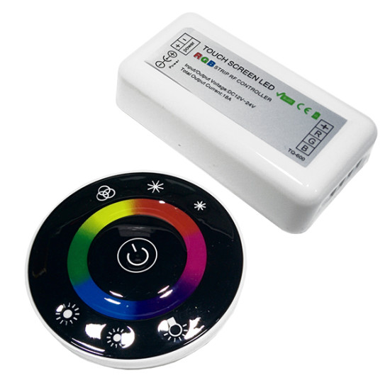 Ασύρματος LED RGB Controller με Μαύρο Στρογγυλό Χειριστήριο Αφής 2.4G RF 12v (192w) - 24v (384w) DC GloboStar 77445