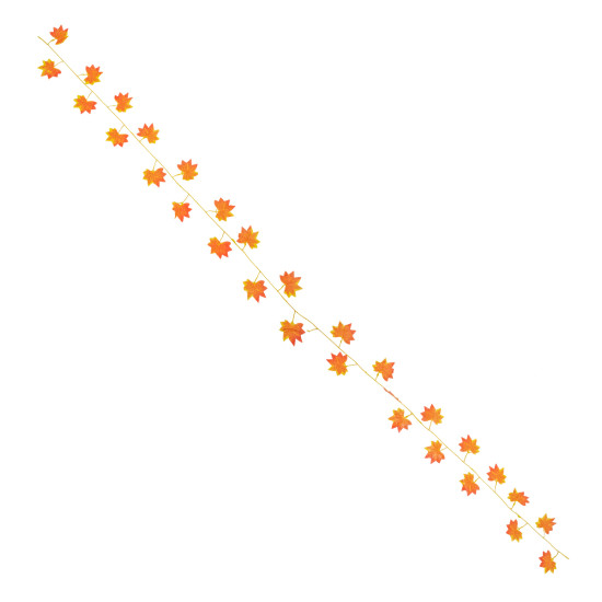 GloboStar® 78117 Τεχνητό Κρεμαστό Φυτό Διακοσμητική Γιρλάντα Λουλουδιών με 30 Πορτοκαλί Φύλλα Σφενδάμης M20 x Υ220 x Π20cm