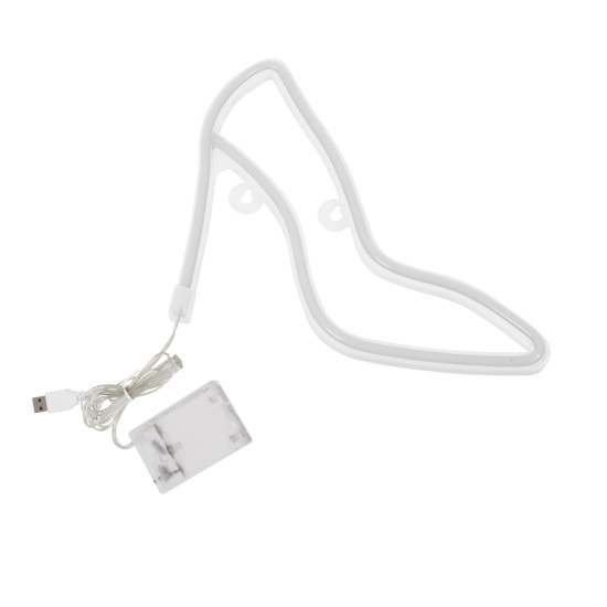 GloboStar® 78577 Φωτιστικό Ταμπέλα Φωτεινή Επιγραφή NEON LED Σήμανσης WOMEN SHOES 5W με Καλώδιο Τροφοδοσίας USB - Μπαταρίας 3xAAA (Δεν Περιλαμβάνονται) - Ροζ
