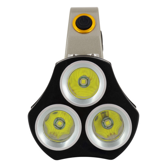 GloboStar® 79025 EXTREME Φορητός Επαναφορτιζόμενος Φακός LED CREE XHP50 30W 3000lm με 3 Modes & 3 x Μπαταρίες 18650 20400mAh Li-ion και με Φόρτιστή Αυτοκινήτου & Πρίζας Αδιάβροχος IP65 Ψυχρό Λευκό 6000K