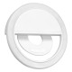 GloboStar® 79042 Selfie Ring Light LED SMD 2W 200 lm Λευκό Σώμα με Ενσωματωμένη Επαναφορτιζόμενη Μπαταρία 500mAh & Καλώδιο Φόρτισης Micro USB Ψυχρό Λευκό 6000 K για Κινητό Τηλέφωνο και Tablet Φ8.5 x Υ2.5cm