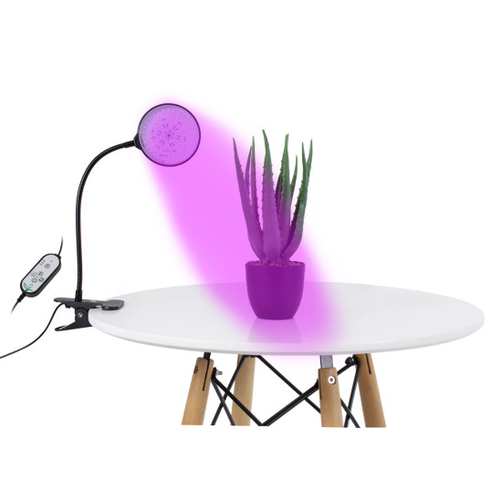 GloboStar® 79648 Grow Light Full Spectrum LED Φωτιστικό Ανάπτυξης Φυτών Γλάστρας με 1 Κινούμενη Κεφαλή & Βάση Clip SMD 2835 5W 160° DC 5V IP20 με Dimmer & Timer Εσωτερικού Χώρου για Κάλυψη Επιφάνειας 0.6m x 0.6m Πλήρους Φάσματος Φωτισμού