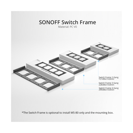 GloboStar® 80086 SONOFF SwitchMan M5-80 Wall Frame 4 Way - L29.9 X W8.6 X H1.48CM