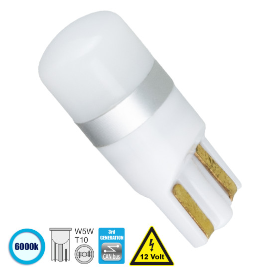 GloboStar® T10 W5W 81098 Λάμπα Αυτοκίνητου  3rd Generation Can-Bus Series LED 1 CREE XHP35 4W 564lm 360° DC 12V IP20 Ψυχρό Λευκό 6000K