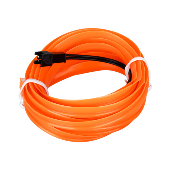 GloboStar® 82201 TUBE 360° Degree Διακοσμητική EL-Wire Neon Αυτοκινήτου Κορδόνι ΣΕΤ 3m 1W/3m 30lm/m 360° DC 12V με Βύσμα Αναπτήρα Αυτοκινήτου Αδιάβροχη IP68 Πορτοκαλί