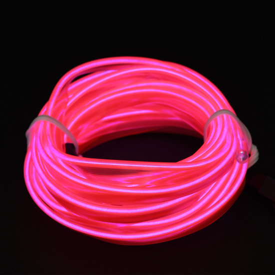 GloboStar® 82203 TUBE 360° Degree Διακοσμητική EL-Wire Neon Αυτοκινήτου Κορδόνι ΣΕΤ 3m 1W/3m 30lm/m 360° DC 12V με Βύσμα Αναπτήρα Αυτοκινήτου Αδιάβροχη IP68 Φούξια