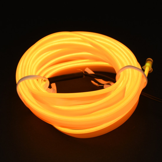 GloboStar® 82208 TUBE 360° Degree Διακοσμητική EL-Wire Neon Αυτοκινήτου Κορδόνι ΣΕΤ 3m 1W/3m 30lm/m 360° DC 12V με Βύσμα Αναπτήρα Αυτοκινήτου Αδιάβροχη IP68 Κίτρινο