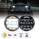 GloboStar® 85415 Σετ 2 x Φανάρια JEEP WRANGLER 6.9' Ιντσών Βασικού Φωτισμού H/L με DRL & Φλας LED CREE CXB COB 70W 7000lm DC 9-60V Αδιάβροχα IP67 Πορτοκαλί & Ψυχρό Λευκό 6000K