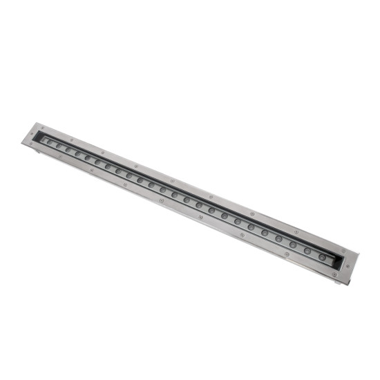 GloboStar® UNDERGROUND-PASSAGGIO 90196 Χωνευτό Φωτιστικό Wall Washer Δαπέδου LED 24W 2160lm 10° DC 24V Αδιάβροχο IP68 με Ρυθμιζόμενη Γωνία Φωτισμού L108 x W9 x H7.5cm Θερμό Λευκό 2700K - Ανοξείδωτο Ατσάλι - 3 Years Warranty