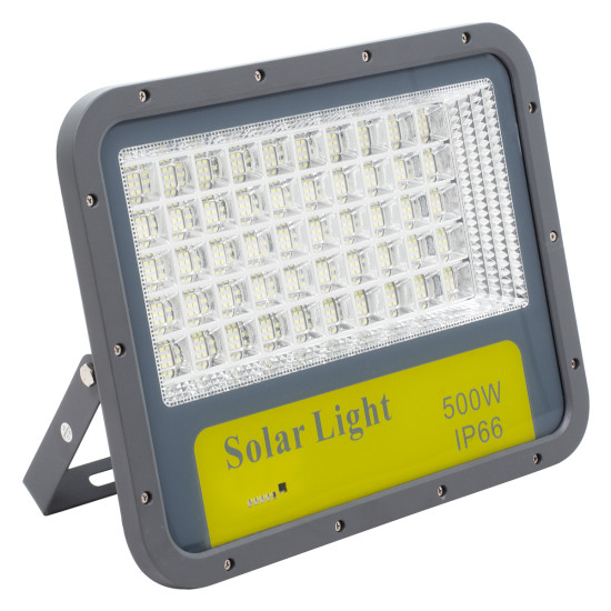 GloboStar® HECATE 90207 Αυτόνομος Ηλιακός Προβολέας LED SUPREME Series SMD 500W 50000lm με Ενσωματωμένη Μπαταρία 50000mAh - Φωτοβολταϊκό Πάνελ με Αισθητήρα Ημέρας-Νύχτας και Ασύρματο Χειριστήριο RF 2.4Ghz Αδιάβροχος IP66 Ψυχρό Λευκό 6000K - 3 Χρόνια Εγγύη