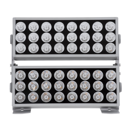 GloboStar® FLOOD-ZENA 90220 Προβολέας Wall Washer για Φωτισμό Κτιρίων LED 120W 10800lm 3° DC 24V Αδιάβροχο IP65 L38 x W30.5 x H24cm Θερμό Λευκό 2700K - Ασημί - 3 Years Warranty