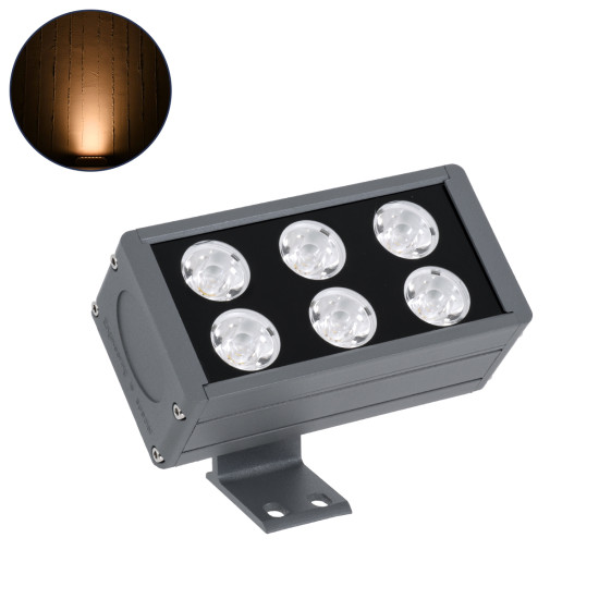 GloboStar® FLOOD-DANY 90374 Προβολέας Wall Washer για Φωτισμό Κτιρίων LED 24W 2040lm 5° DC 24V Αδιάβροχο IP65 L16 x W9.5 x H7.5cm Αρχιτεκτονικό Πορτοκαλί 2200K - Γκρι Ανθρακί - 3 Years Warranty