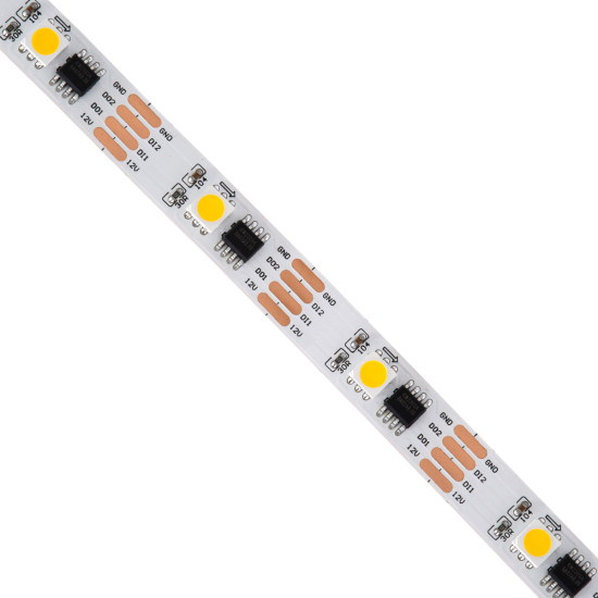 GloboStar® 90598 Digital Pixel Addressable Strip - Ψηφιακή Ταινία LED SMD 5050 9W/m 30LED/m 30PIXEL/m SPI/TTL Protocol IC TM1908 810lm/m 120° DC 12V IP20 Θερμό Λευκό 2700K - Λευκό Σώμα - Μ5000 x Π10 x Υ2mm - Συσκευασία 5 Μέτρων - 5 Χρόνια Εγγύηση