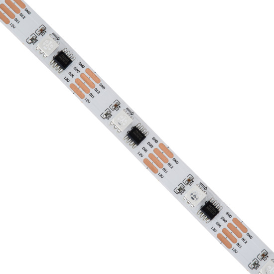 GloboStar® 90599 Digital Pixel Addressable Strip - Ψηφιακή Ταινία LED SMD 5050 9W/m 30LED/m 30PIXEL/m SPI/TTL Protocol IC TM1908 720lm/m 120° DC 12V IP20 RGB - Λευκό Σώμα - Μ5000 x Π10 x Υ2mm - Συσκευασία 5 Μέτρων - 5 Χρόνια Εγγύηση