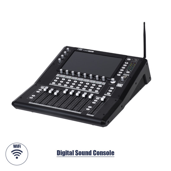 GloboStar® FDB F260 98023 Multifunctional Digital Mixer Audio Console 24Ch - Επαγγελματική Ψηφιακή Κονσόλα Ήχου 16Ch Audio In / 8Ch Audio Out / 8Ch BUS Out - Οθόνη Αφής 10" HD - Wifi Smart System - UDP - AC 220V/50-60Hz - IP20 - Μαύρο - Μ38 x Π49 x Υ14cm