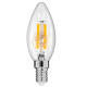 GloboStar® 99001 Λάμπα LED Long Filament E14 C35 Κεράκι 4W 400lm 360° AC 220-240V IP20 Φ3.5 x Υ10.5cm Θερμό Λευκό 2700K με Διάφανο Γυαλί Dimmable - 3 Χρόνια Εγγύηση