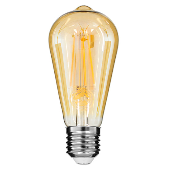 GloboStar® 99047 Λάμπα LED Long Filament E27 ST64 Αχλάδι 10W 900lm 360° AC 220-240V IP20 Φ6.4 x Υ14cm  Ultra Θερμό Λευκό 2200K με Μελί Γυαλί Dimmable - 3 Χρόνια Εγγύηση