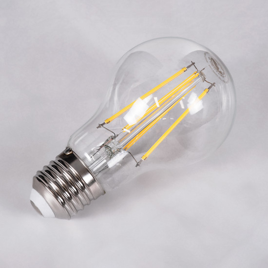 GloboStar® 99053 Λάμπα LED Long Filament E27 A60 Γλόμπος 10W 1100lm 360° AC 220-240V IP20 Φ6 x Υ10.5cm Φυσικό Λευκό 4000K με Διάφανο Γυαλί - Dimmable - 3 Χρόνια Εγγύηση