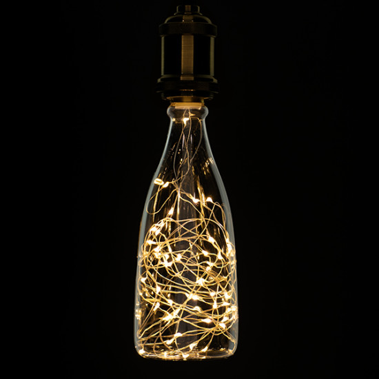 GloboStar® 99221 Λάμπα E27 DBC80 Deco Bottle SMD LED Copper String 3W 240 lm 320° AC 85-265V Edison Retro με Διάφανο Γυαλί Θερμό Λευκό 2700 K