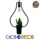 GloboStar® FLOWERPOT 10001210 Μοντέρνο Κρεμαστό Φωτιστικό Ανάρτηση Μονόφωτο 1 x E27 IP20 Μαύρο Μέταλλο με Πράσινο Πλαστικό - Μ27 x Π27 x Υ40cm