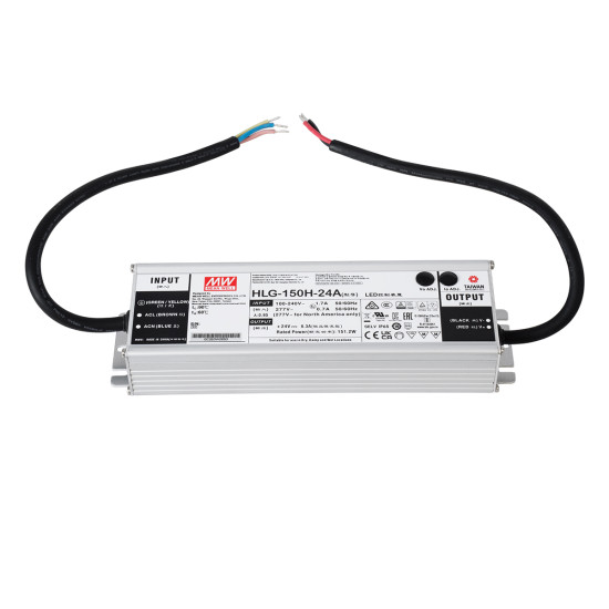 GloboStar® HLG-150H-24A MEANWELL Αδιάβροχο Μεταλλικό Τροφοδοτικό SELV για Προϊόντα LED 150W 6.25A - AC 220-240V σε DC 24V - Αδιάβροχο IP65 Μ22.8 x Π6.8 x Υ4cm - 3 Years Warranty