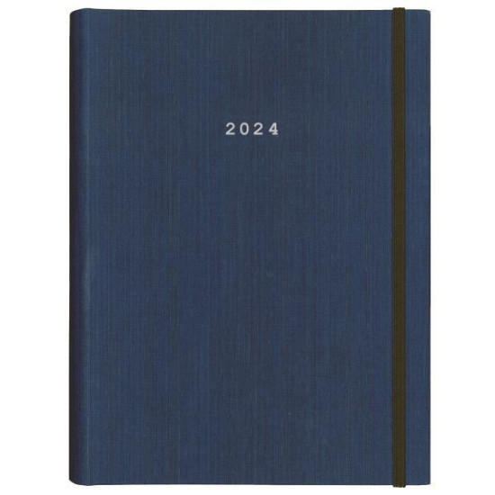Next ημερολόγιο 2024 fabric ημερήσιο κρυφό σπιράλ μπλε 14x21εκ.