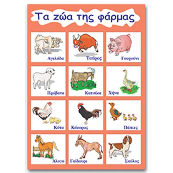 Next εκπαιδευτική αφίσα "Τα ζώα της φάρμας" 50x70εκ.