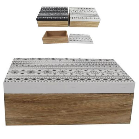 Κουτί διακοσμητικό "ethnic" σετ 2 τεμαχίων Υ8x22,5x16εκ.