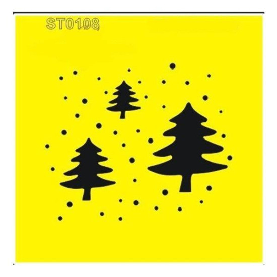 Στένσιλ πλαστικό "Χριστουγεννιάτικα δέντρα" 16x16εκ.  (ST0108A)