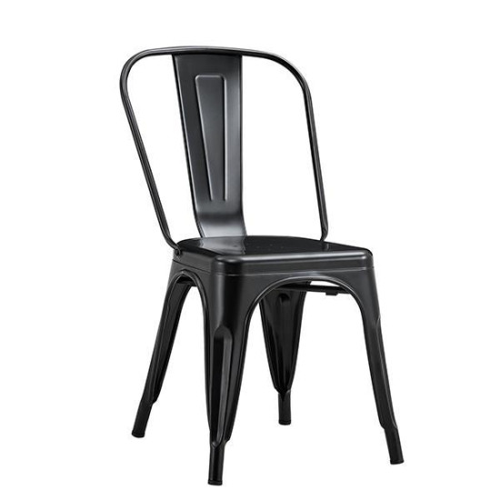 Μεταλλική καρέκλα Loft στοιβαζόμενη, μαύρη ματ,45x48xΥ85εκ