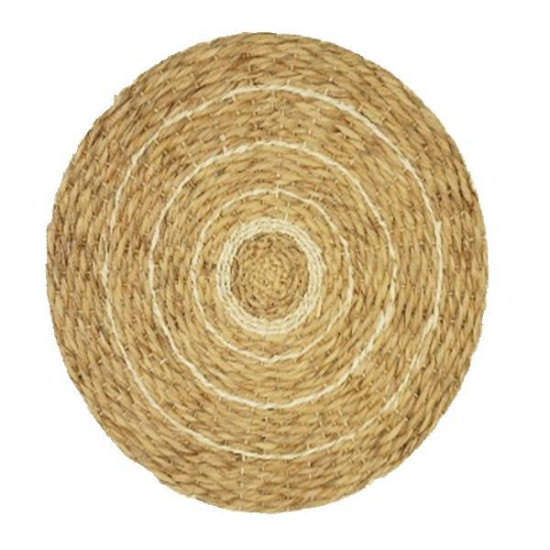 Ψάθινο BOHO  διακοσμητικό τοίχου δίχρωμο από rattan Ø60xΥ6εκ