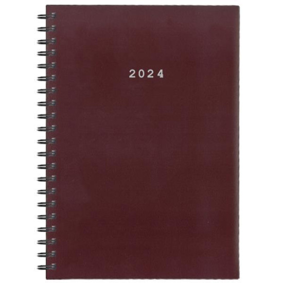Next ημερολόγιο 2024 basic ημερήσιο σπιράλ μπορντώ 14x21εκ.