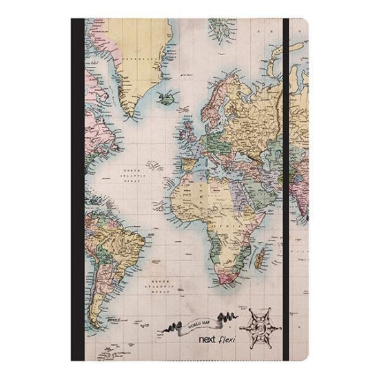 Next trends world map II τετράδιο flexi λάστιχο 21x29εκ. 2θεμ. 80φ.