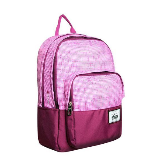 KALGAV τσάντα πλάτης "Magenta/ purple καρώ" με 2 μεγάλες θήκες - μια μικρότερη μπρόστα Υ44x16,5x30,5εκ.