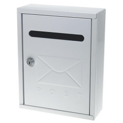 Γραμματοκιβώτιο Υ26x20x7,5εκ., μεταλλικό, λευκό με κλειδί