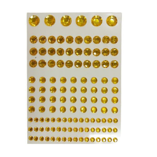 Στράς αυτοκόλλητα χρυσό 130τεμ σε καρτέλα