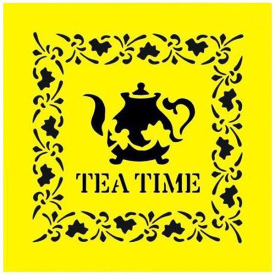 Στένσιλ πλαστικό "Tea time" 16x16εκ.  (ST0065)